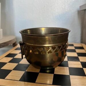 Vintage Brass Heart Cutout Bowl